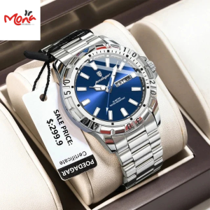 Poedagar Watch 959 luxury men's analog wristwatch with stainless steel band